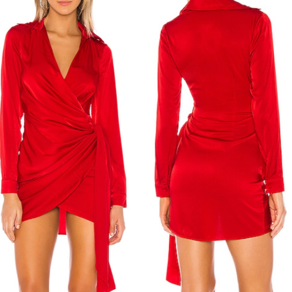 superdown Sophie Draped Mini Dress in Red